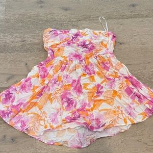 Hello Molly Pink and Orange Strapless Dress